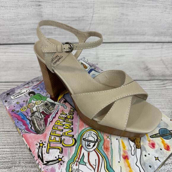 Jeffrey Campbell Womens Cream Seraphin Ankle Strap Platform Sandal Heels Size 10 - Picture 6 of 13
